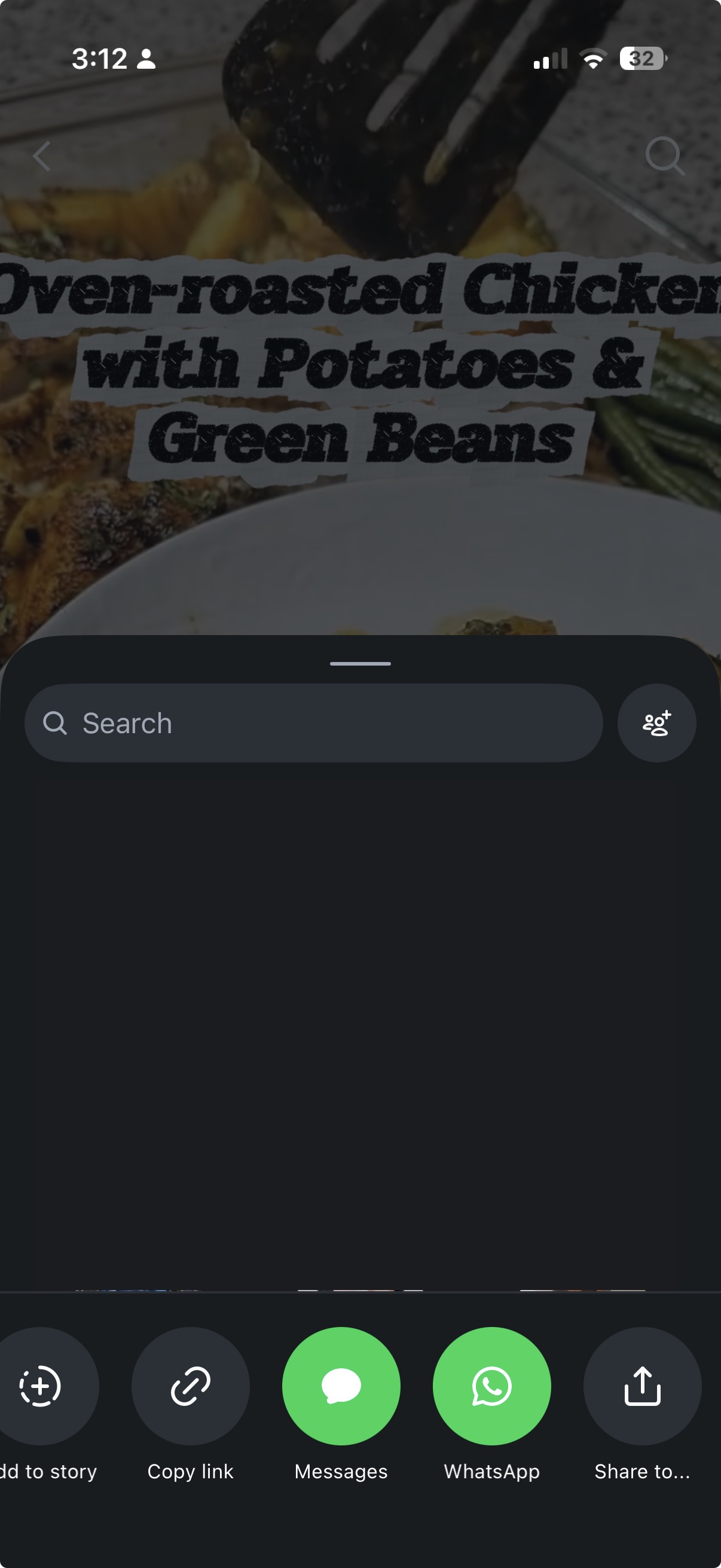 The Instagram share panel with a Share to button.