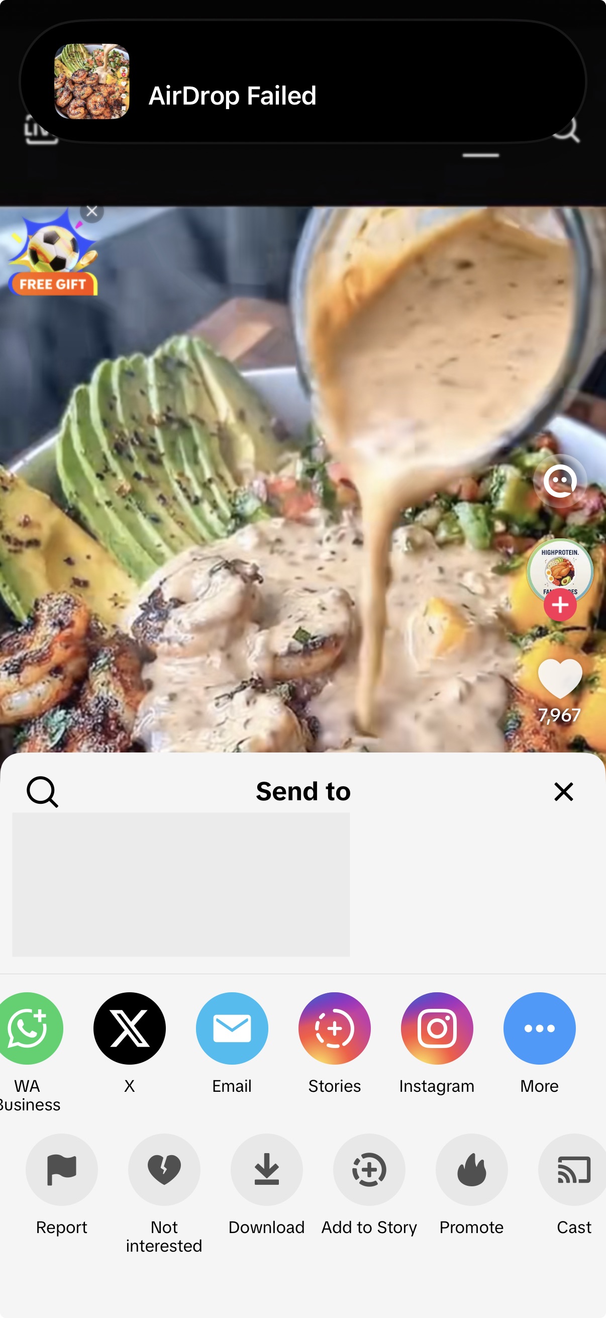 The TikTok send to panel with a More button.